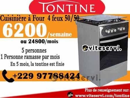 Tontine Cuisinière à Four 4 feux 50/50