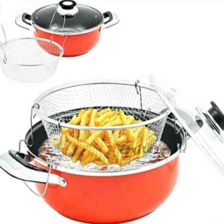 Poêle Friteuse orange à couvercle en verre PF02