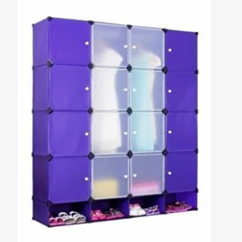 Armoire de Chambre Rangement 16 cubes, Armoire Plastique DIY, 1