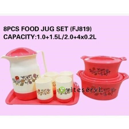 Ensemble Carafe + 4 gobelets + plateau et 2 glacières