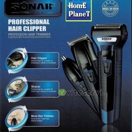 Tondeuse et Rasoir rechargeable SONAR 3en1 pour cheveux, barbes, moustaches, aisselles et autres