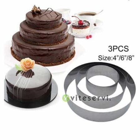 Set de 03 Moules Ronds ouverts Fondant Gâteau en Acier Inoxydable