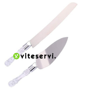 Couteau à gâteau et spatule de service en acier inoxydable à manche en plastique cristal couteau dentelé à dent de scie 2