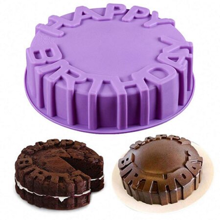 Moule HAPPY BIRTHDAY en silicone antiadhésive pour gâteau et muffins