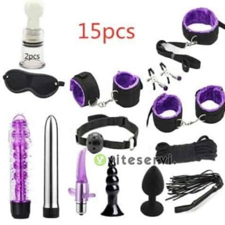Pack 15 accessoires BDSM menotte godet pinces à téton