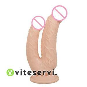Sextoy double godet pour double penetration vaginale et anale