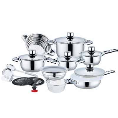 21 pcs stainless steel cookware set with ceramic coating 266