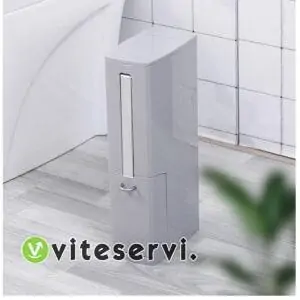 Poubelle rectangulaire de douche extra-plate avec couvercle et brosse de toilette 5 LITRES.