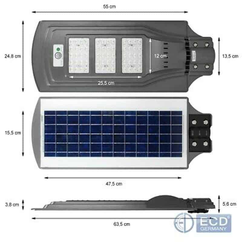 Lampadaire solaire à LED 60W à détecteur de mouvement Original - ViteServi