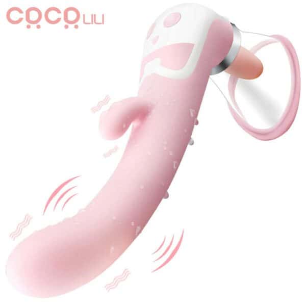 Vibromasseur gode suceur pompe a vide a langue pour lechage oral stimulateur de clitoris jouet sexuel pour femmes 5