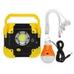 Lampe solaire LED Portable, Rechargeable par USB, lampe de poche réglable à 360 ° avec ampoule, pour l'extérieur, jardin, Camping, tente, pêche