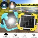 Lampe solaire LED Portable, Rechargeable par USB, lampe de poche réglable à 360 ° avec ampoule, pour l'extérieur, jardin, Camping, tente, pêche
