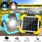 Lampe solaire LED Portable, Rechargeable par USB, lampe de poche réglable à 360 ° avec ampoule, pour l'extérieur, jardin, Camping, tente, pêche