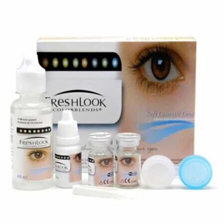 Lentilles de Contact Colorées Freshlook Colorblends, Kit Complet pour Yeux Sublimés et Confort Visuel, Lentilles Cosmétiques Journalières/Mensuelles avec Solution et Étui, Teinte Naturelle pour un Regard Captivant et Lumineux