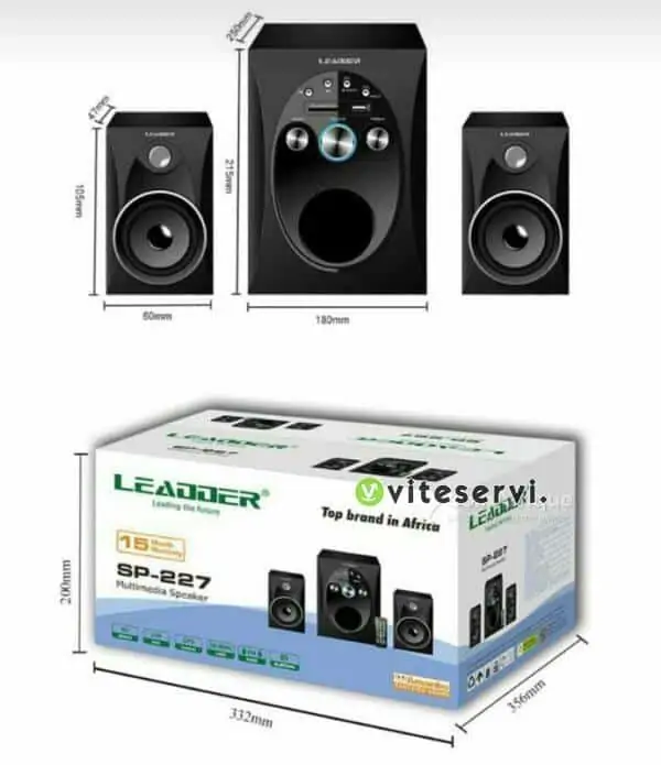 Woofer LEADDER SP-230 Home cinema 3en1 Bluetooth USB Radio Carte SD FM