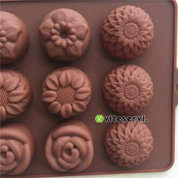 Moules de 15 fleurs a chocolat differents moule a gelee de silicone de qualite alimentaire FDA bricolage moule a savon fait a la main 3