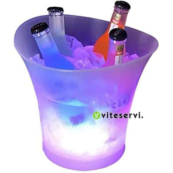 Seau à glace de 5 L à lumière LED colorée – Pour champagne, vin, boissons, bière