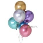 Set de 10 Ballons de baudruche gonflables en forme rond métallique chromé pour décorations de fête d’anniversaire, mariage etc