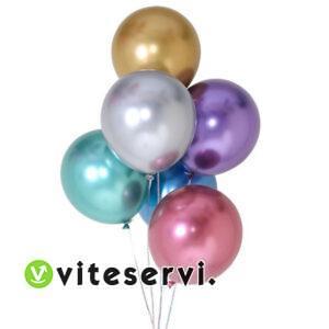 Set de 10 Ballons de baudruche gonflables en forme rond métallique chromé pour décorations de fête d’anniversaire, mariage etc