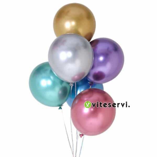 Set de 10 Ballons de baudruche gonflables en forme rond métallique chromé pour décorations de fête d’anniversaire, mariage etc