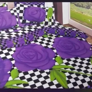 Ensemble drap de lit coussin et couverture motif fleur