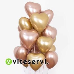 Set de 10 Ballons à hélium en forme de cœur métallique chromé pour décorations de fête d’anniversaire, mariage etc…
