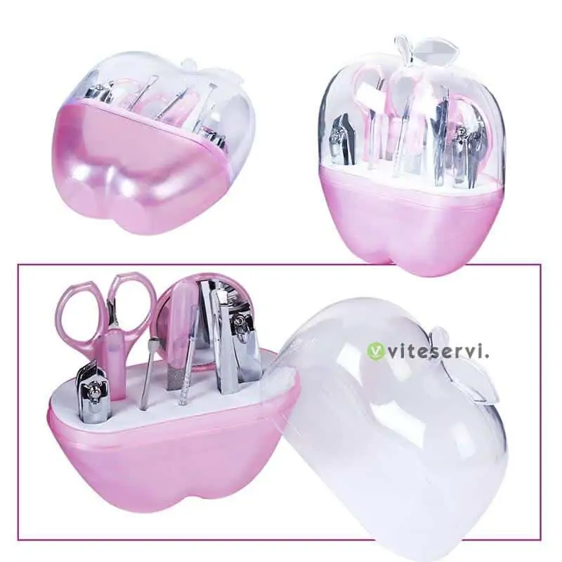 Ensemble de manucure en forme de pomme 9 outils de soin des ongles. Coupe-ongles en acier inoxydable