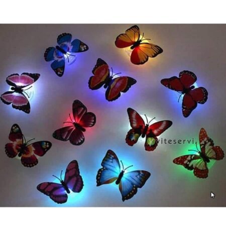 Lot de 12 Papillons lumineux pour décoration nocturne chambre et salle de fêtes