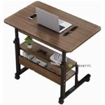 Table de lit roulante pour ordinateur portable, avec 2 casiers de taille;60x40x(69-90) cm)