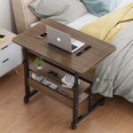 Table de lit roulante pour ordinateur portable, avec 2 casiers de taille;60x40x(69-90) cm)