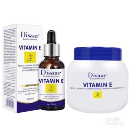 Kit Soin Visage Disaar Vitamine E Hydratant Anti-Âge, Sérum Facial et Crème Réparatrice à l'Huile de Tournesol pour Peau Éclatante et Réduction des Rides