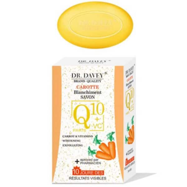 Savon éclaircissant aux carottes et aux vitamines actifs Q10+VC pour peaux à imperfections nettoyage en profondeur intensif