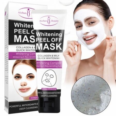 Masque Peel Off Blanchissant au Collagène et Lait Aichun Beauty, Nettoyant Profond Anti-Points Noirs, Rajeunissant et Éclaircissant pour un Teint Uniforme et Lumineux