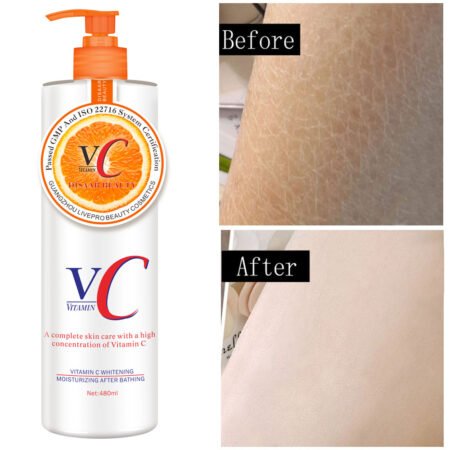 Lotion Corporelle Hydratante Éclaircissante Vitamine C Disaar Beauty 480ml, Soin Anti-Sécheresse et Unifiant le Teint, Pour Peau Douce et Lumineuse