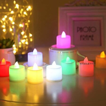 Bougies veilleuses multi-colores Lot de 12 pour décoration