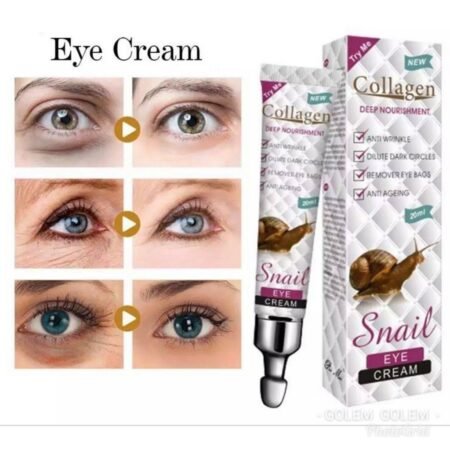 Crème Contour des Yeux Anti-Âge au Collagène et Bave d'Escargot, Soin Réparateur pour Réduire Rides, Cernes et Poches, Hydratant et Raffermissant 20ml