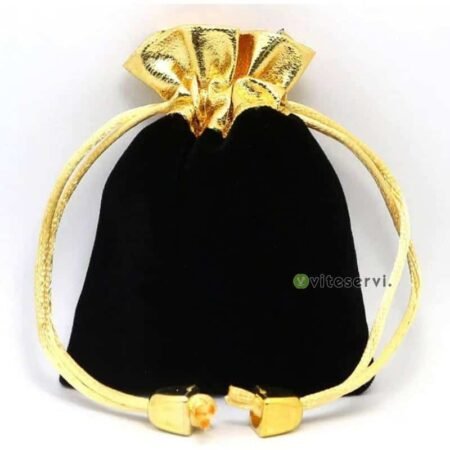 Pochette à cordon noir et doré pour bijoux