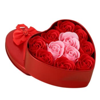 11 pi ces bo te fleurs artificielles Rose savon fleur coeur forme bricolage d coration de