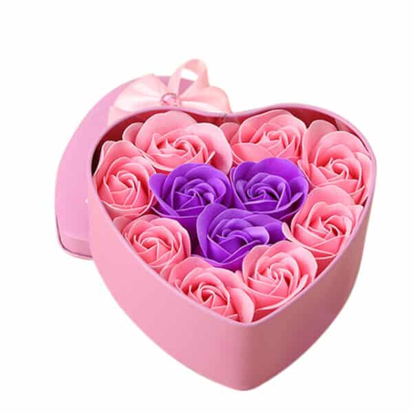 11 pi ces bo te fleurs artificielles Rose savon fleur forme de coeur bricolage d coration.jpg 640x640 1