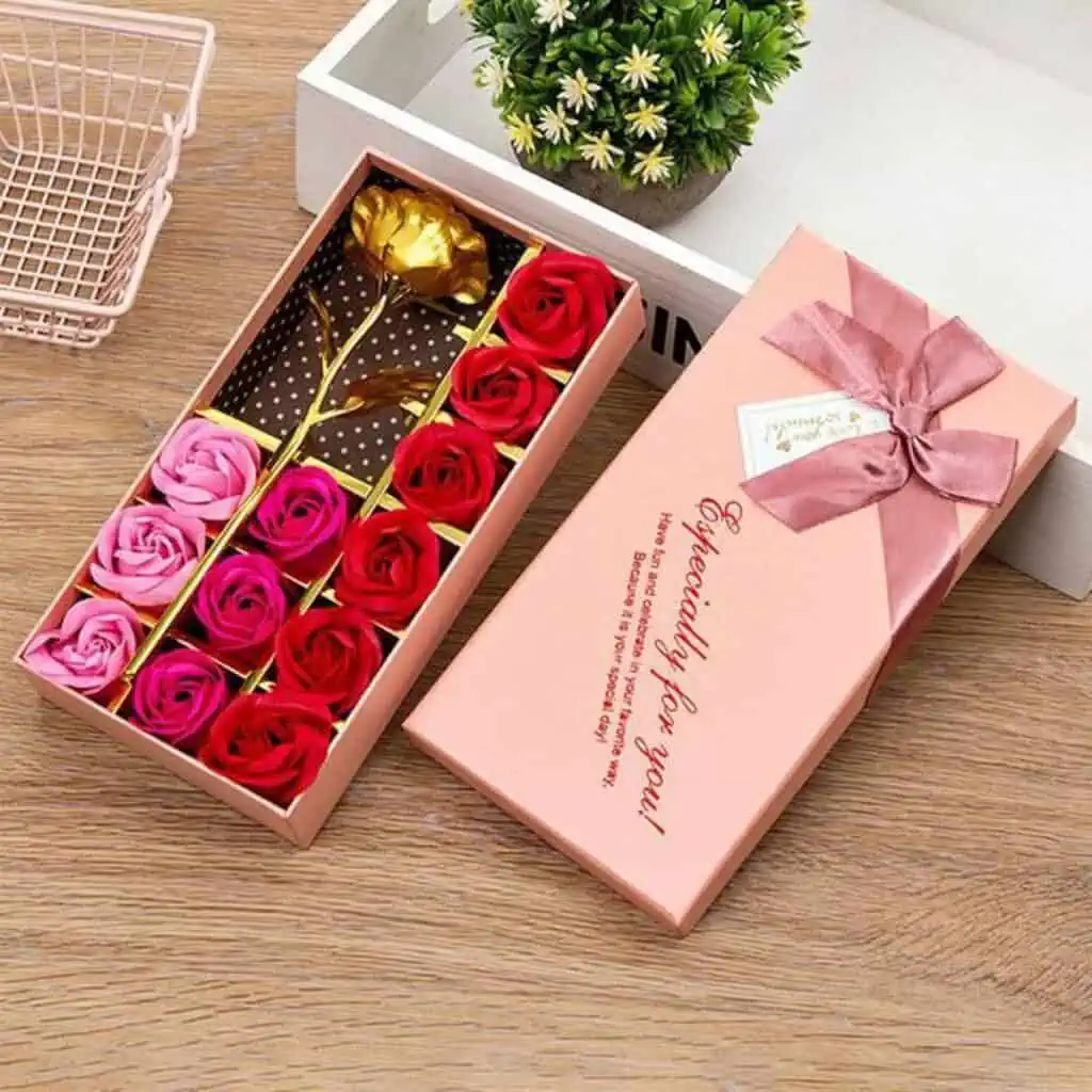 leegoal coffret cadeau fleur de savon avec rose d