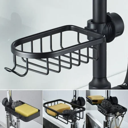 Porte Eponge pour Evier de Cuisine,Rangement Eponge Evier Cuisine en Acier Inoxydable Adhésif et Comptoir et lavabo