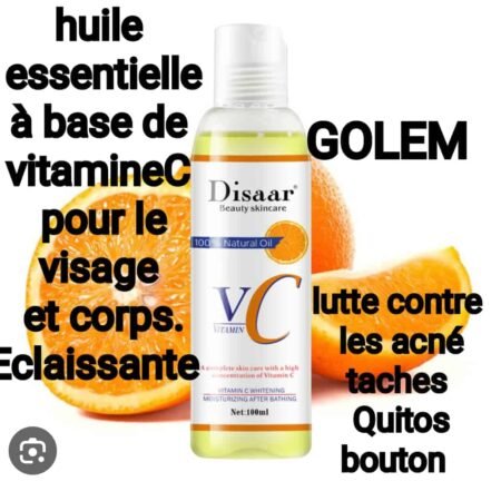 Huile Essentielle Disaar Vitamine C Éclaircissante pour Visage et Corps, Sérum Anti-Taches Anti-Acné et Boutons, Hydratant Unifiant le Teint, Soin Naturel Rénovateur Cutané 100ml