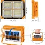Projecteur LED Rechargeable Original 160 LEDs Lampe de Chantier Lumière de Travail Portable avec Panneau Solaire