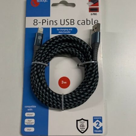 Câble de données et de chargement Sologic USB-C, Câble Lightning en nylon tressé Câble de chargement rapide pour iPhone Compatible avec iPhone 11 12 13 14 Pro Max Mini XR XS X 8 7 6 Plus 5 SE