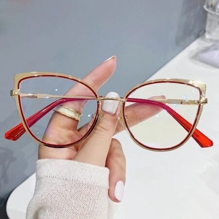 Lunettes anti-lumière bleue en acier inoxydable pour femme, à usage quotidien, avec charnières