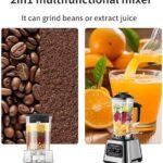 Moulinette 2 en 1 avec pot de 2,5 L sans BPA, mixeur à 4 lames tranchantes en acier inoxydable avec 9 vitesses, pour broyeur à glace et condiments, moulin, moulin à café/épices