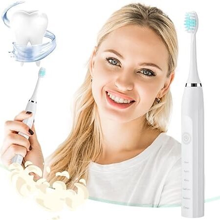 Brosse à dents électrique Sonic Brosse à dents souple vibrante, brosse à dents électrique rechargeable entièrement automatique pour adultes