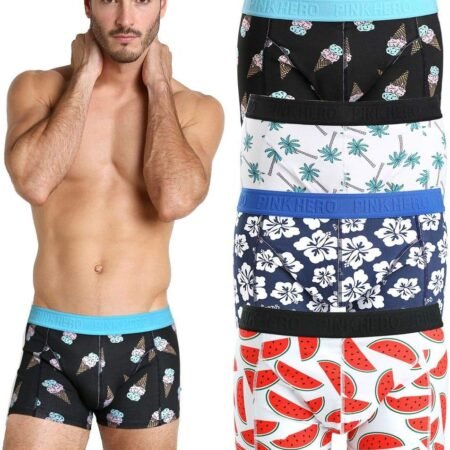 Calesif homme KLNS Caleçons en Coton pour Hommes, Caleçons Confortables, Caleçons pour Hommes Multicolores, Caleçons imprimés, Caleçons à Taille élastique, Tailles S,M,L,XL,XXL