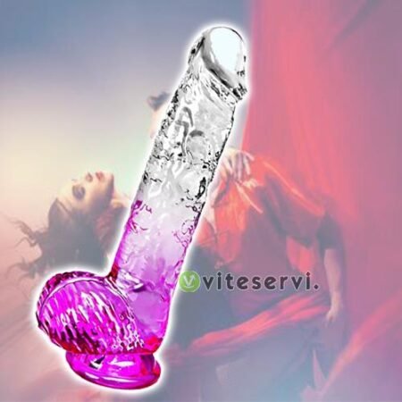 Gode d'aspiration transparent de 21cm avec tige incurvée flexible et boules pour un plaisir mains libres, gros gode réaliste pour la stimulation du point G/de la prostate