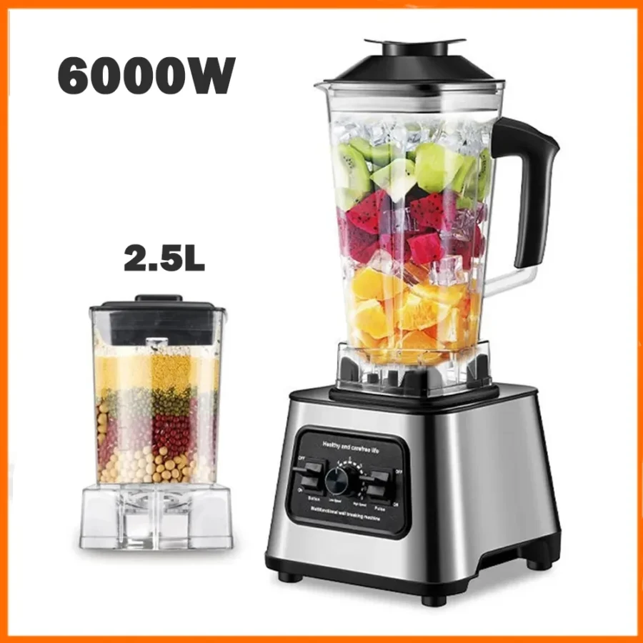 Moulinette 2 en 1 avec pot de 2,5 L sans BPA, mixeur à 4 lames tranchantes en acier inoxydable avec 9 vitesses, pour broyeur à glace et condiments, moulin, moulin à café/épices